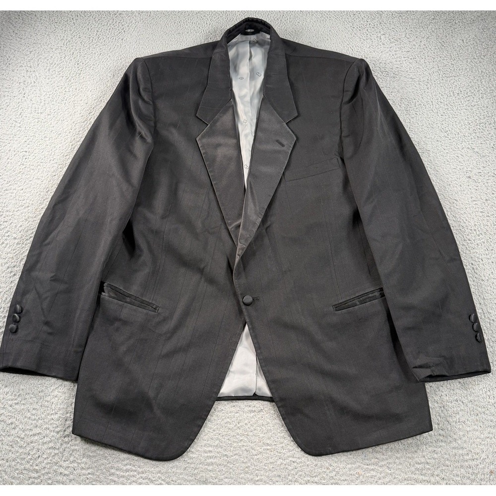 VTG Christian Dior Monsieur Tuxedo Blazer Jacket Mens 46L Black Peak Lapel Union